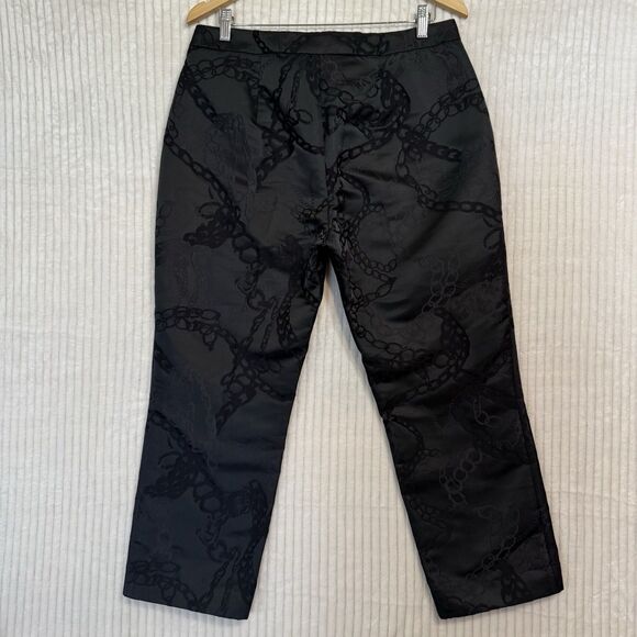 L'AGENCE Rebel Black Chain Jacquard Straight Crop Pants Size 10 - Picture 3 of 12